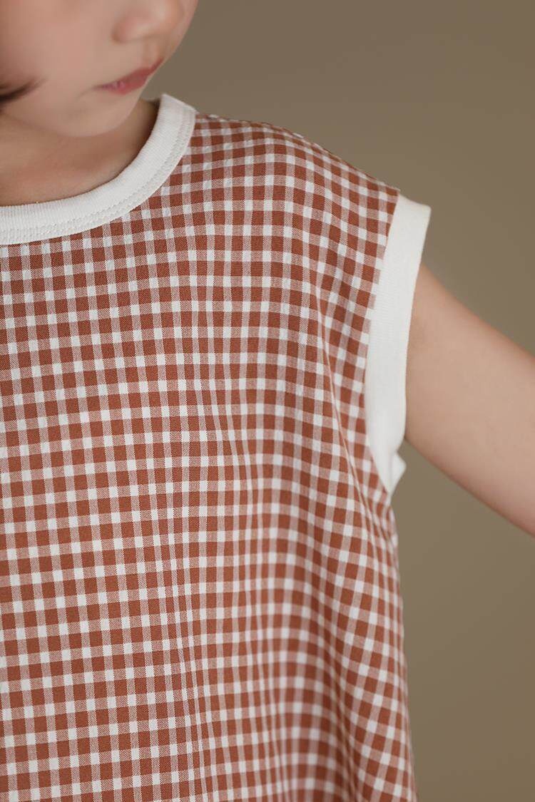 日系撞色領格子無袖背連身裙洋裝,EBBS780601150,日系撞色領格子無袖背連身裙洋裝,優惠專區,➧零碼出清7折,EBBS780601150