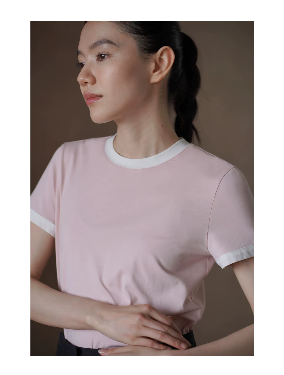 高支莫代爾霧面軟糯撞色領口減齡層次感基礎款短袖T恤女,高支莫代爾霧面軟糯撞色領口減齡層次感基礎款短袖T恤女,HBFS1153,高支莫代爾霧面軟糯撞色領口減齡層次感基礎款短袖T恤女,撞色領口,柔軟透氣