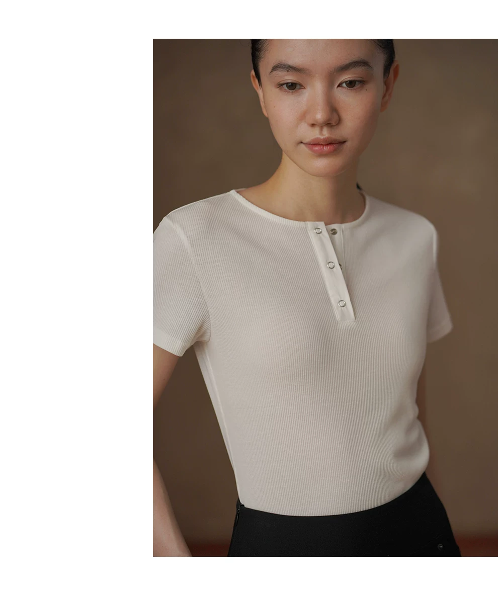 韓女亨利領T恤萊賽爾漢麻棉混紡合身顯瘦通勤短袖上衣女,韓女亨利領T恤萊賽爾漢麻棉混紡合身顯瘦通勤短袖上衣女,HBFS1203,韓女亨利領T恤萊賽爾漢麻棉混紡合身顯瘦通勤短袖上衣女,坑條合身,版型顯瘦