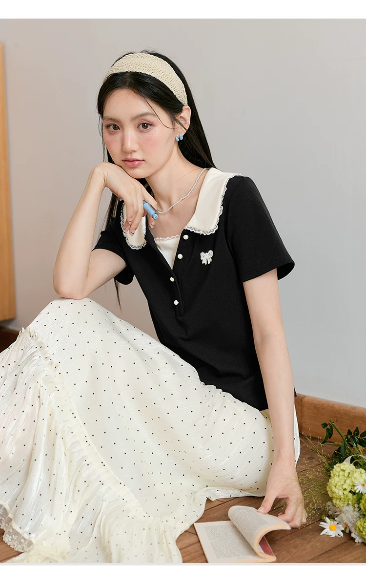 大尺碼女裝黑色短袖T恤女2026新款夏季減齡假兩件娃娃領上衣,大尺碼女裝黑色短袖T恤女2026新款夏季減齡假兩件娃娃領上衣,HBFS1216,大尺碼女裝黑色短袖T恤女2026新款夏季減齡假兩件娃娃領上衣,中大尺碼,假兩件式