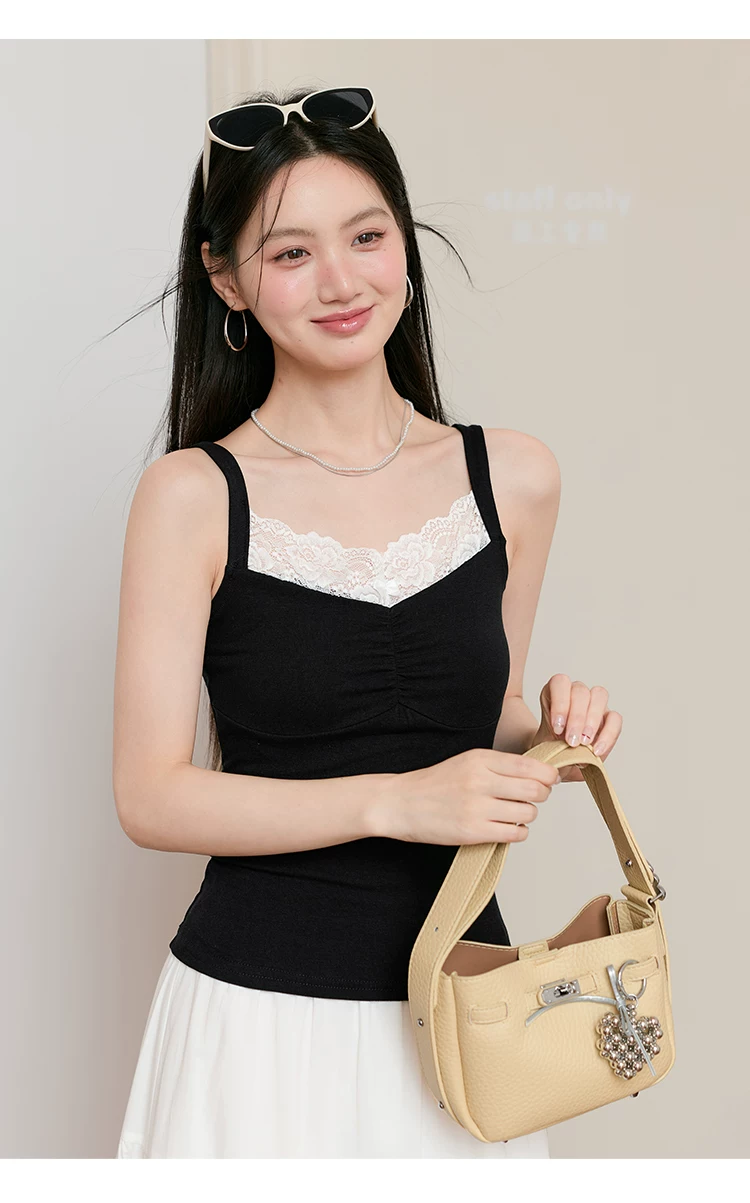 大尺碼黑色吊帶無袖上衣2026新款蕾絲拼接背心女外穿夏季小衫,大尺碼黑色吊帶無袖上衣2026新款蕾絲拼接背心女外穿夏季小衫,HBFS1223,大尺碼黑色吊帶無袖上衣2026新款蕾絲拼接背心女外穿夏季小衫,中大尺碼,蕾絲拼接