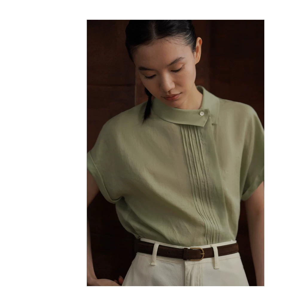 溫婉清新新中式不規則塔克線翻領襯衫透氣100苧麻上衣女,溫婉清新新中式不規則塔克線翻領襯衫透氣100苧麻上衣女,HBFS1235,溫婉清新新中式不規則塔克線翻領襯衫透氣100苧麻上衣女,清新透氣,特色領口