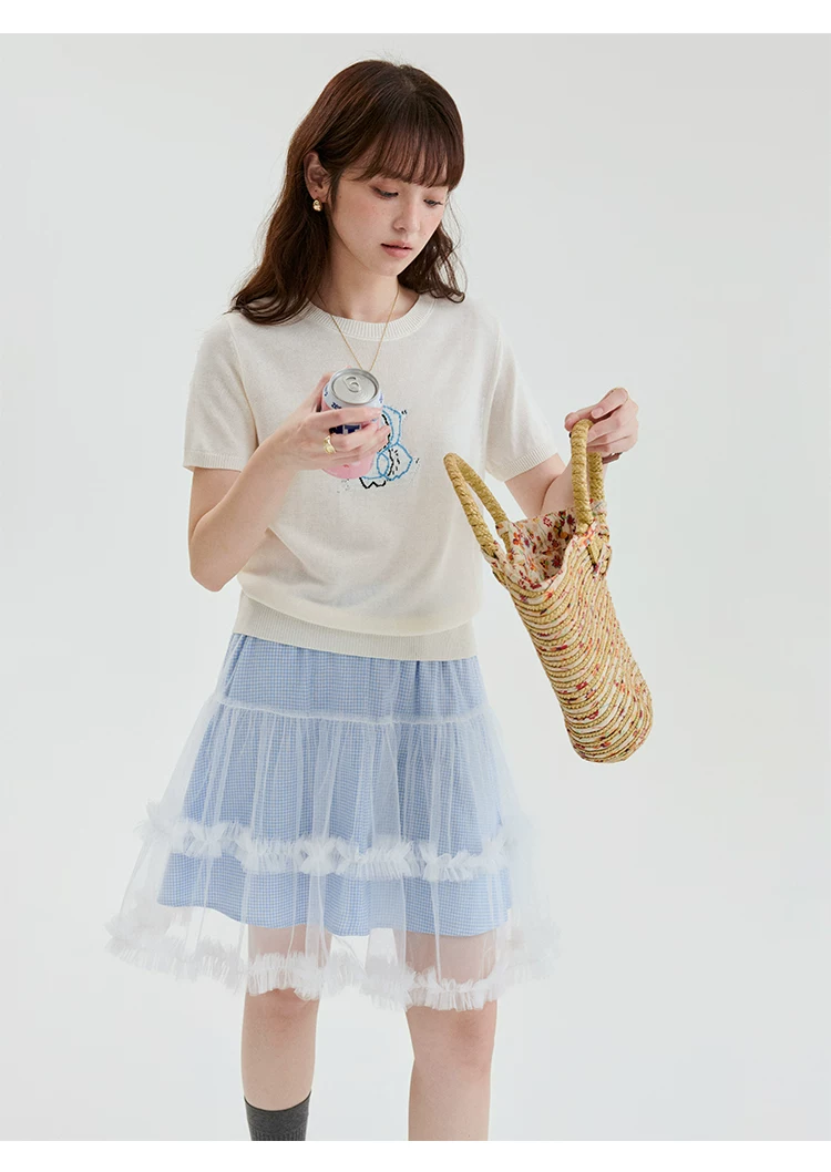 雨衣小狗提花短袖針織衫女夏季新款減齡百搭上衣,雨衣小狗提花短袖針織衫女夏季新款減齡百搭上衣,HBFS1274,雨衣小狗提花短袖針織衫女夏季新款減齡百搭上衣,小狗提花,薄款針織