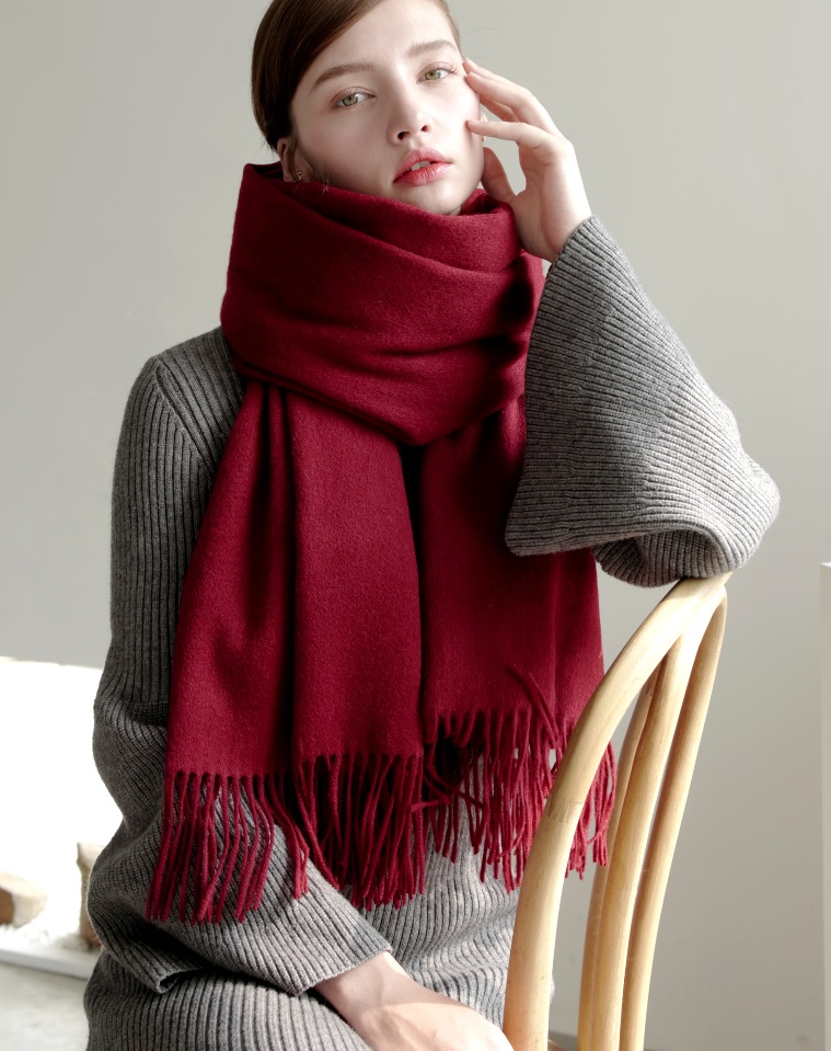 100%羊毛加寬純色百搭圍巾
