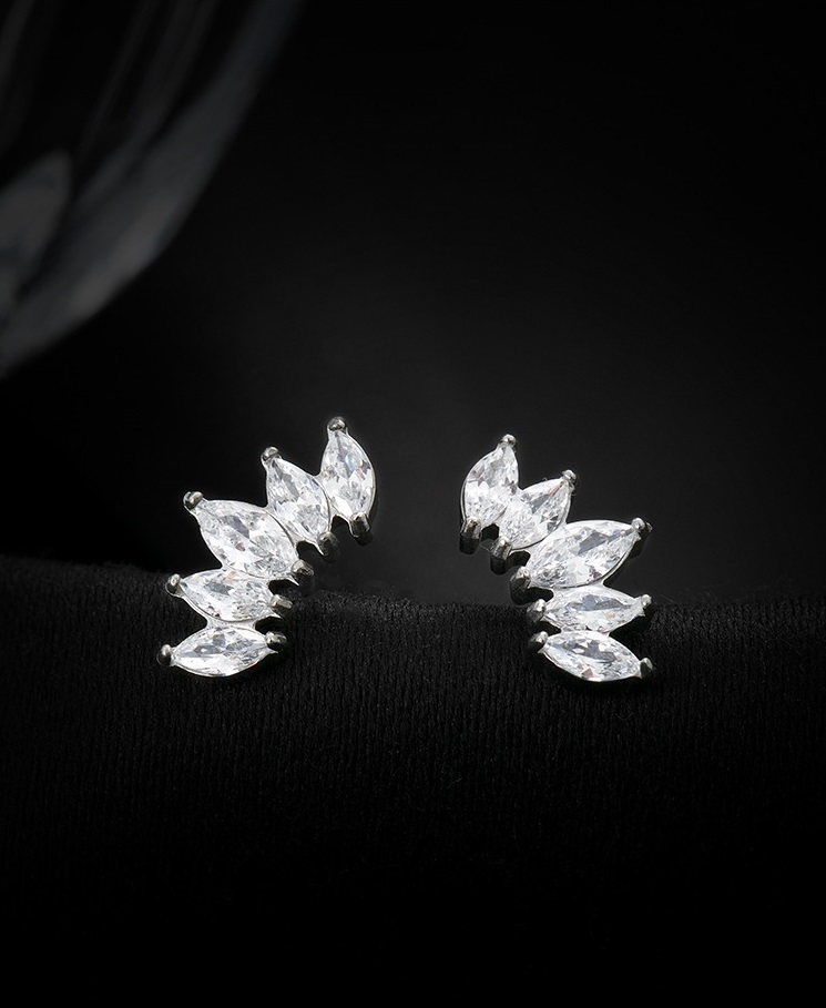 水晶鋯石耳環女小眾設計精緻耳骨釘閨蜜禮物高級感耳墜小耳環