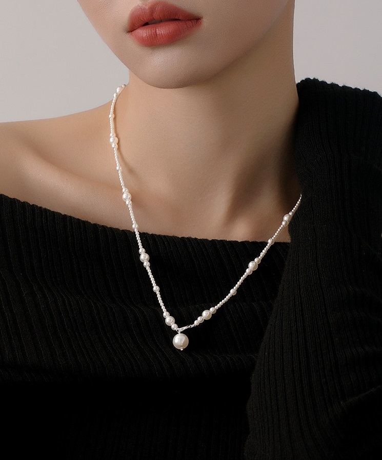 法式奢華珍珠毛衣項鍊女小眾高檔設計秋冬新品時尚氣質鎖骨鏈