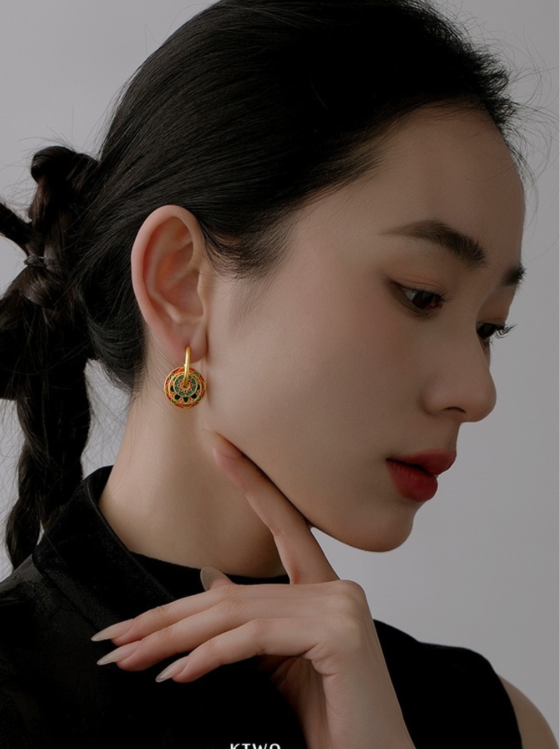 彩繪滴釉耳環女小眾高級感設計一款多戴新品中式民族風氣質耳飾