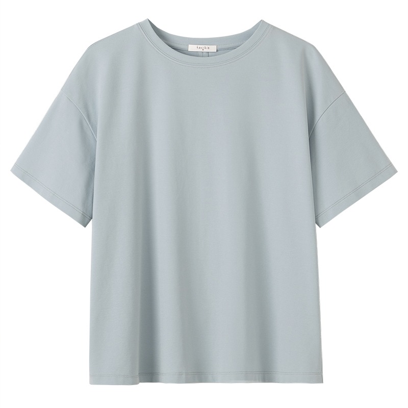 清新鷹嘴豆藍顯白降溫配色寬鬆厚分割顯瘦短袖圓領T恤上衣