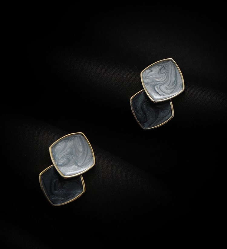歐美時尚沙畫滴釉設計18k金耳環