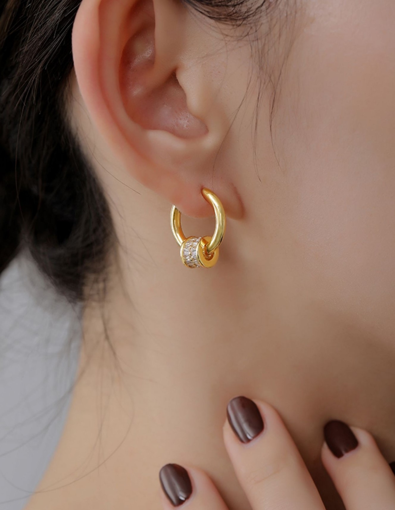 小眾鋯石輕奢設計k金色歐式大氣百搭耳飾