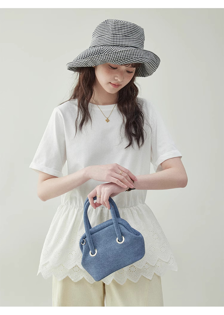 設計感蕾絲拼接白色t卹女夏季新款小眾短袖上衣