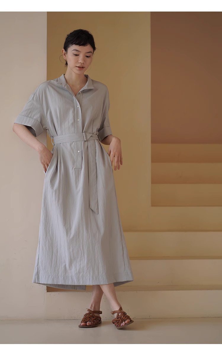 中式侘寂風美學洋裝淡雅寬鬆顯瘦不挑人通勤襯衫裙子
