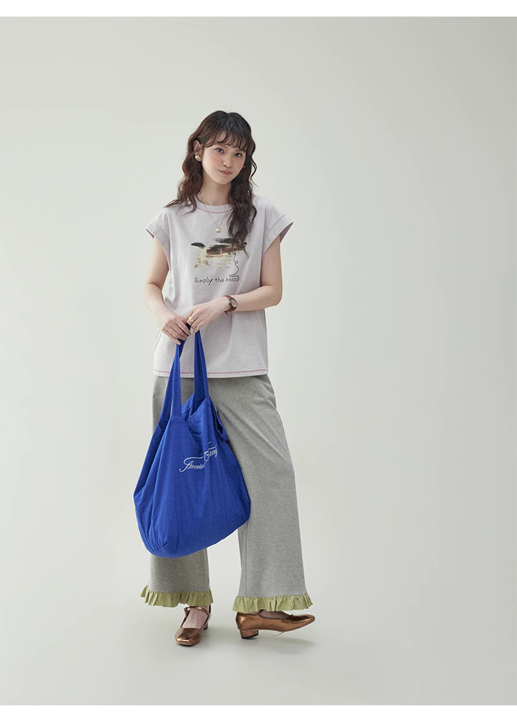 少女感小狗印花無袖純棉t卹女夏季減齡寬鬆上衣