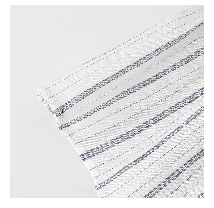 清爽豎紋花邊領短袖襯衫女夏季新款純棉寬鬆上衣