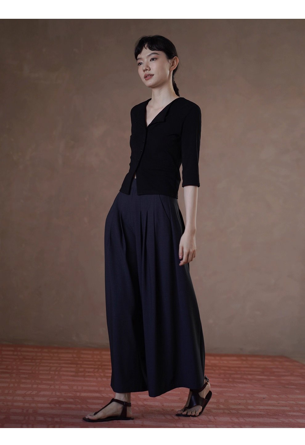 無痛顯瘦神褲綿羊毛萊賽爾混紡爽垂A字闊腿遮肉通勤長褲