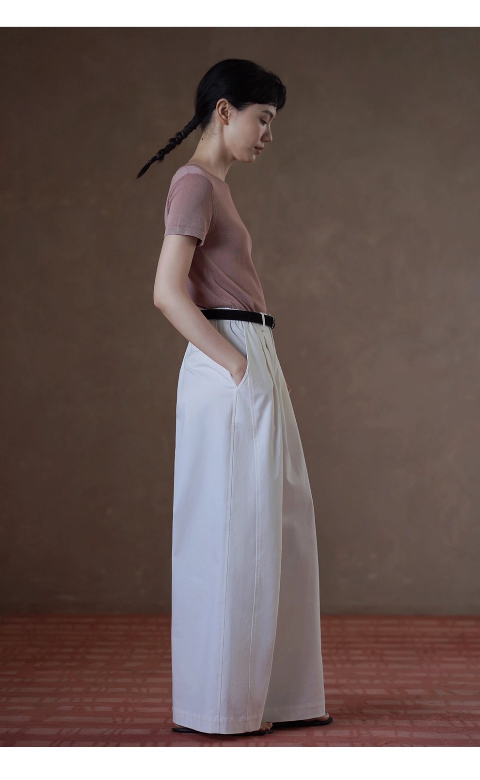 跨季節實用基礎單品分割顯瘦俐落寬鬆版型高腰寬長褲