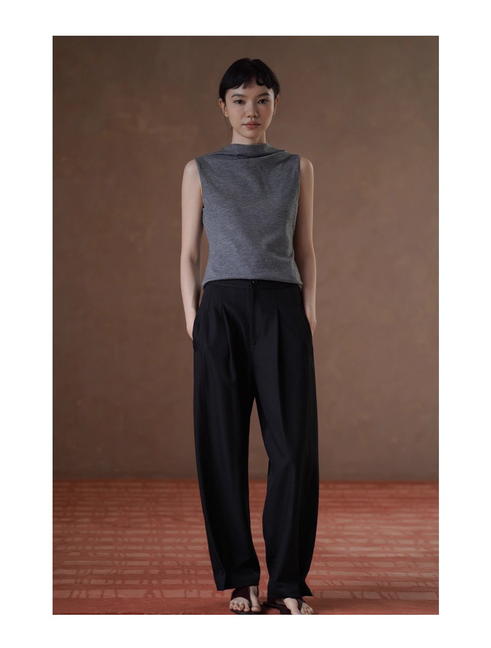 晨會通勤西裝褲垂順顯瘦可調腳口設計通勤闊腿長褲女