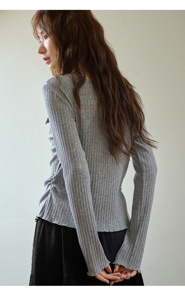 大尺碼蕾絲花邊拼接V領針織衫打底內搭氣質上衣