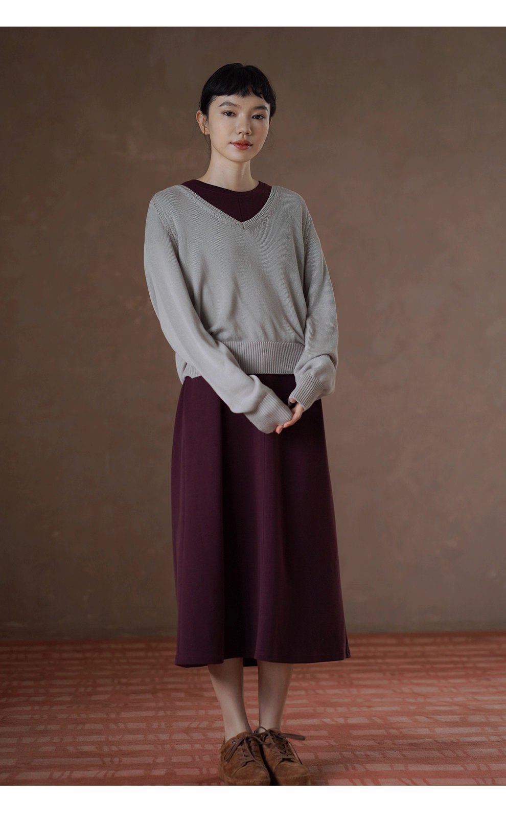 桑葚莊園超正顯白軟糯空氣感圓領直筒顯瘦寬鬆長洋裝