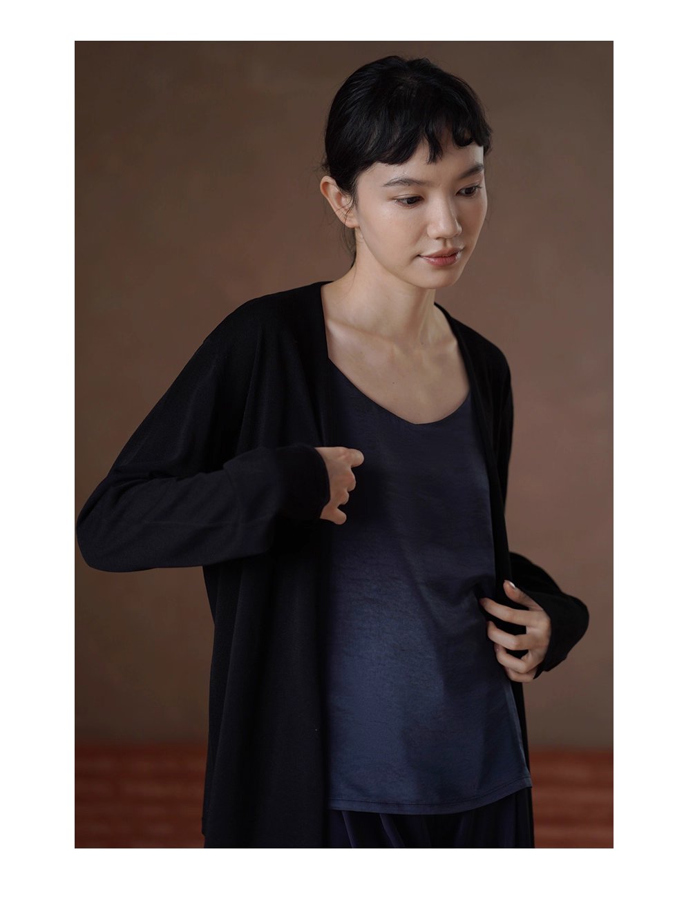 紙片人開襟衫萊賽爾亞麻輕薄寬鬆顯瘦慵懶通勤針織外套女