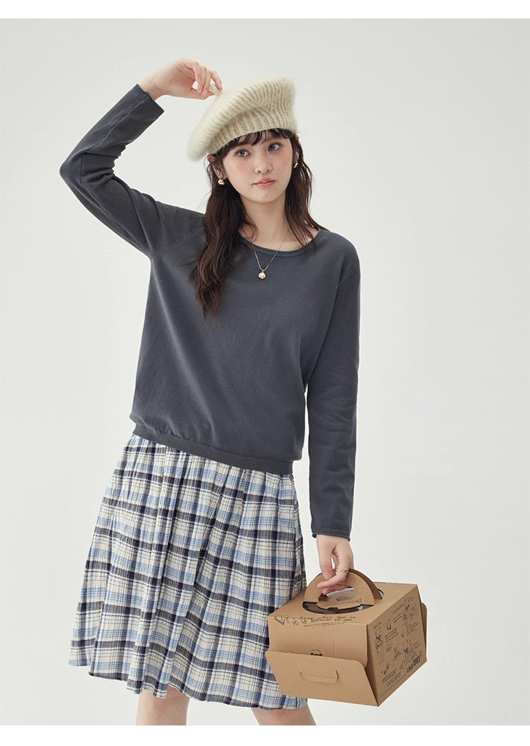 韓系純色毛衣長袖針織衫女秋季新款圓領純棉上衣