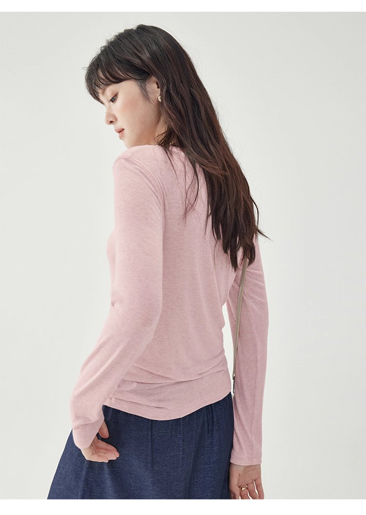 長袖修身薄款羊毛T恤女25秋季新款內搭上衣