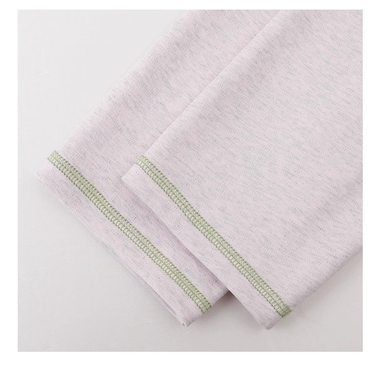 撞色插肩長袖側開叉T恤女秋季新款減齡刺繡上衣