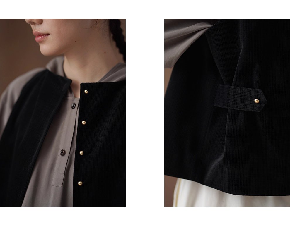 單穿疊穿都精彩柔光高密絲絨馬甲復古金扣合身顯瘦外套