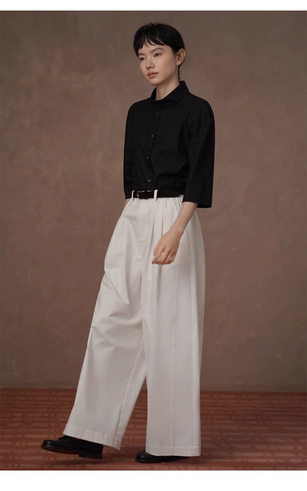 立裁版型挺括親膚萊賽爾棉上衣立領半袖通勤顯瘦襯衫女