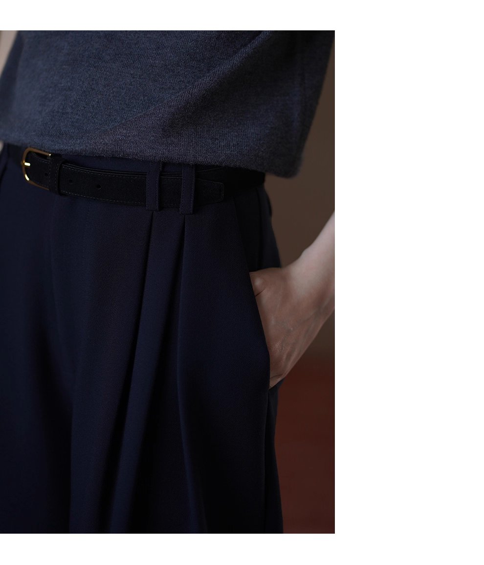 鬆弛顯瘦版型雙面織造斜紋西褲布料高腰闊腿通勤長褲女