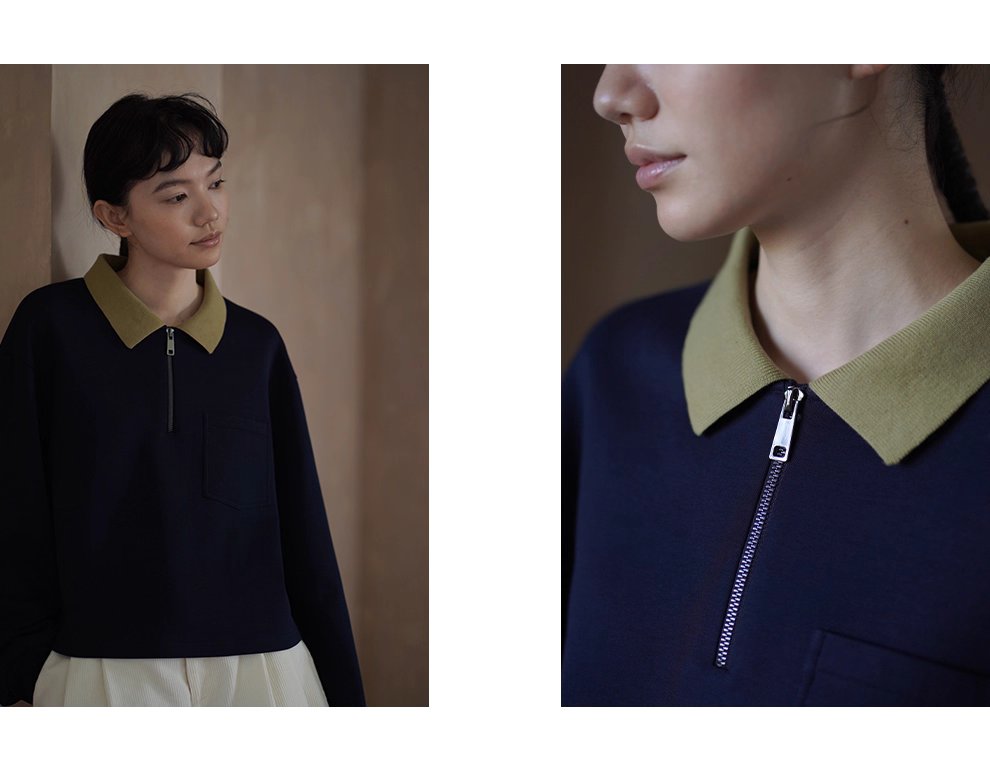 正統學院風撞色Polo領衛衣空氣層針織布料寬鬆顯瘦上衣
