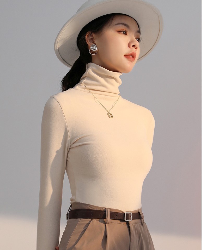 德絨堆堆領打底衫女內搭秋冬季保暖貼身高級感上衣