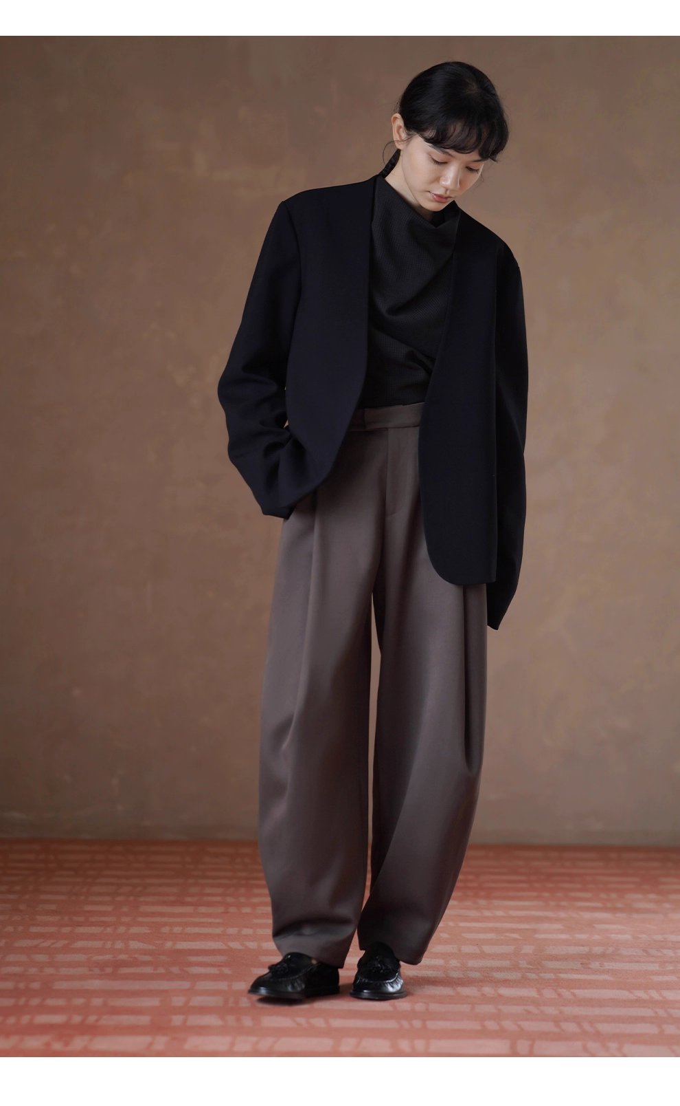 通勤造型低調小格紋寬鬆垂順顯瘦可拆式領巾長袖襯衫女