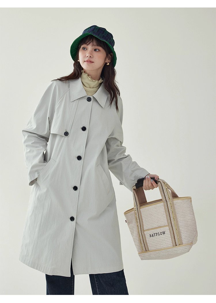 韓系單扣中長款風衣外套女25秋季新款長袖上衣