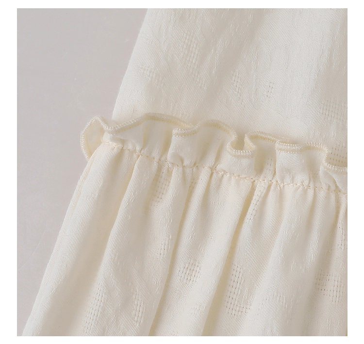 減齡純色花邊翻領洋裝女秋季新款中長娃娃裙