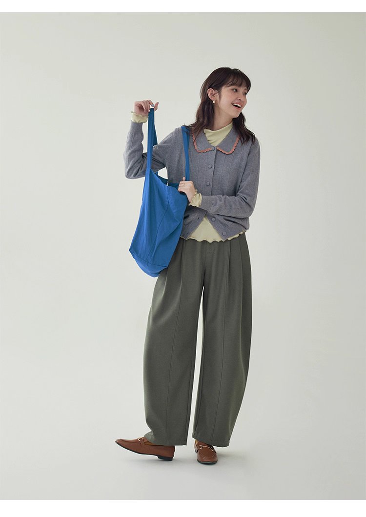 韓系撞色翻領針織開襟衫女秋季新款單排扣長袖上衣