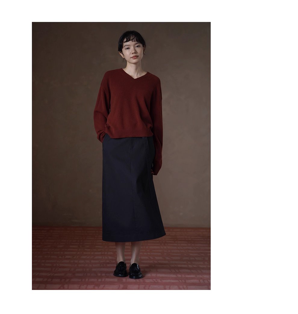 挺括立體棉感直筒高腰通勤顯瘦遮肉可調式腰帶半身裙女