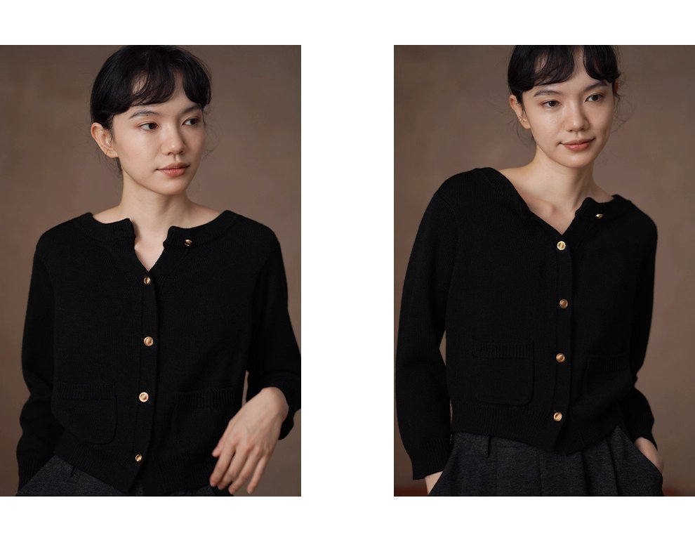 穿搭驚喜前後雙開復古金扣羊毛混紡毛衣顯瘦外套女