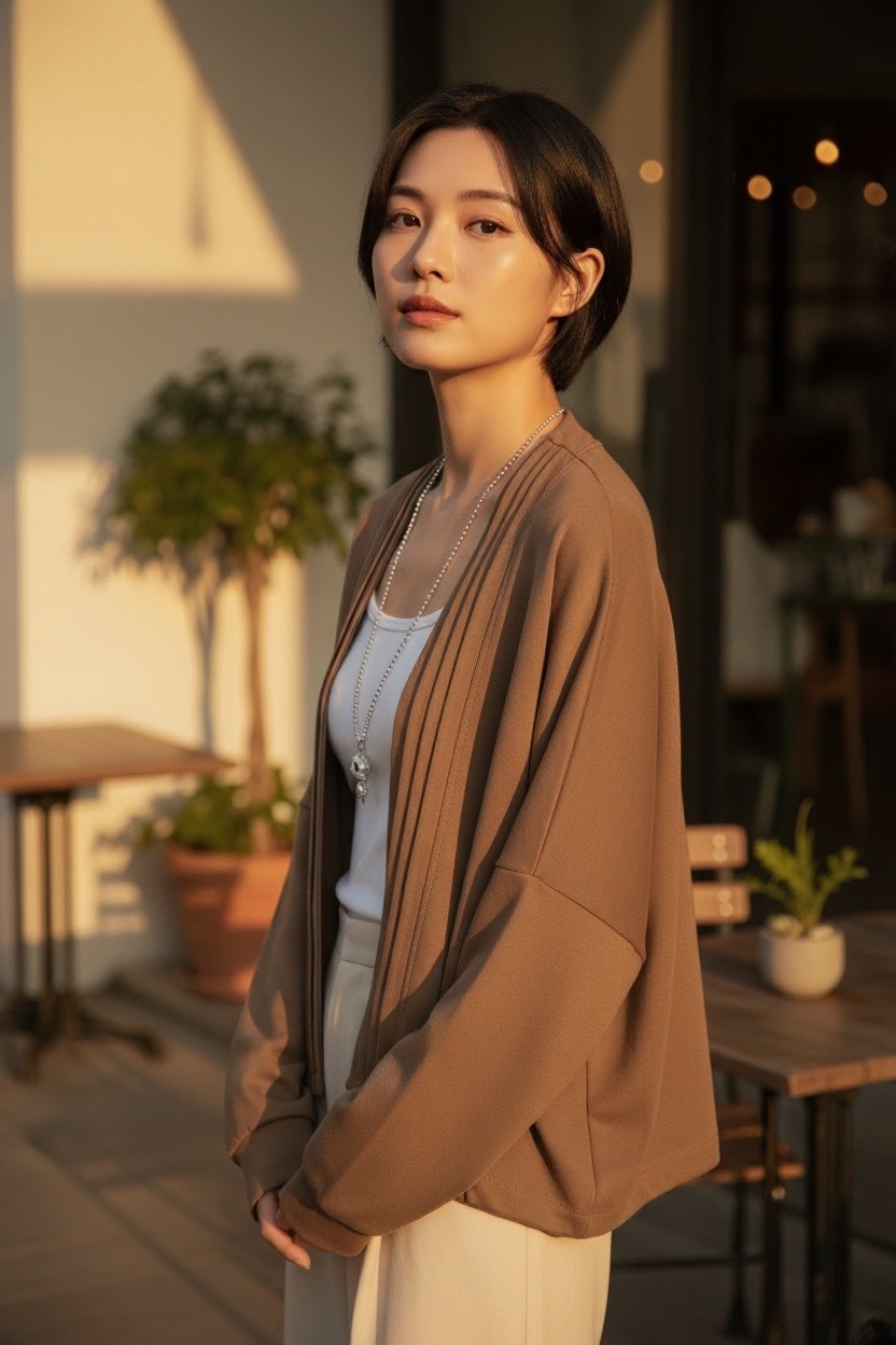 寬鬆休閒遮肉顯瘦簡約百搭空氣棉長袖開衫小外套