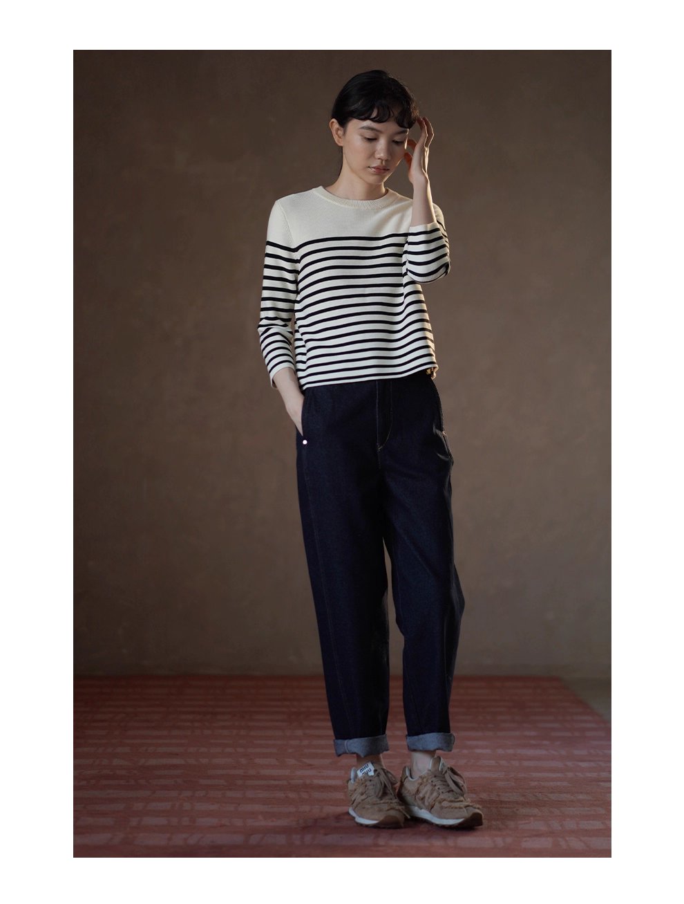 萬年青顯瘦經典版型復古原色直筒高腰不挑人休閒牛仔褲