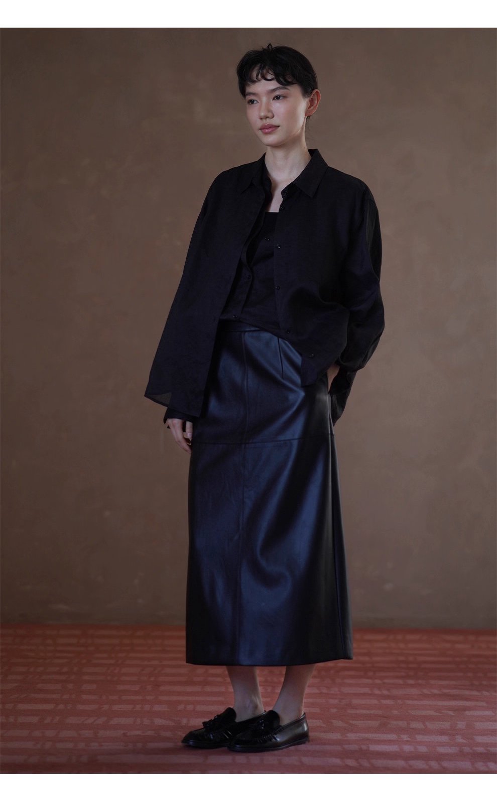 另類通勤設計感假兩件100苧麻挺括疊穿寬鬆顯瘦長袖襯衫