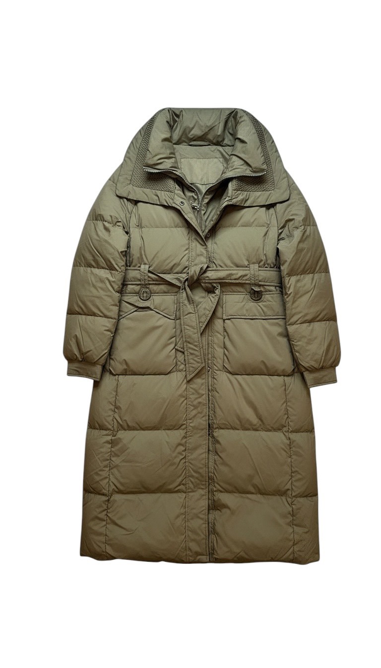 收腰顯瘦保暖白鴨絨大翻領百搭羽絨服中長款外套