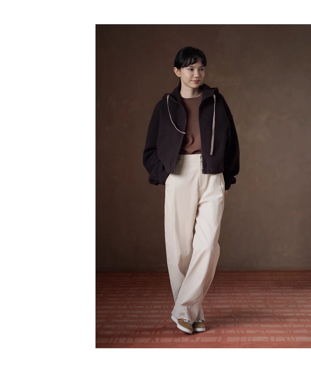 榛果咖濃鬱質感加厚綿羊毛混紡寬鬆短連帽衛衣外套女