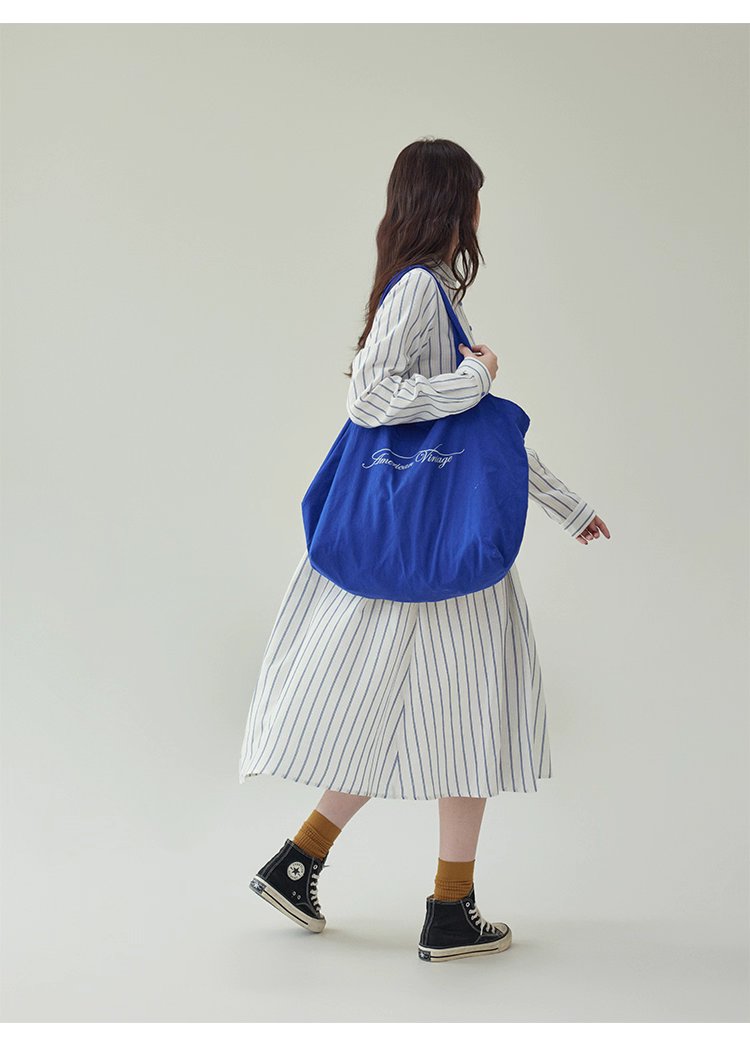 藍條紋娃娃領純棉洋裝女秋新款寬鬆長袖襯衫裙,藍條紋娃娃領純棉洋裝女秋新款寬鬆長袖襯衫裙,HBEW7043,藍條紋娃娃領純棉洋裝女秋新款寬鬆長袖襯衫裙,襯衫洋裝,全棉面料