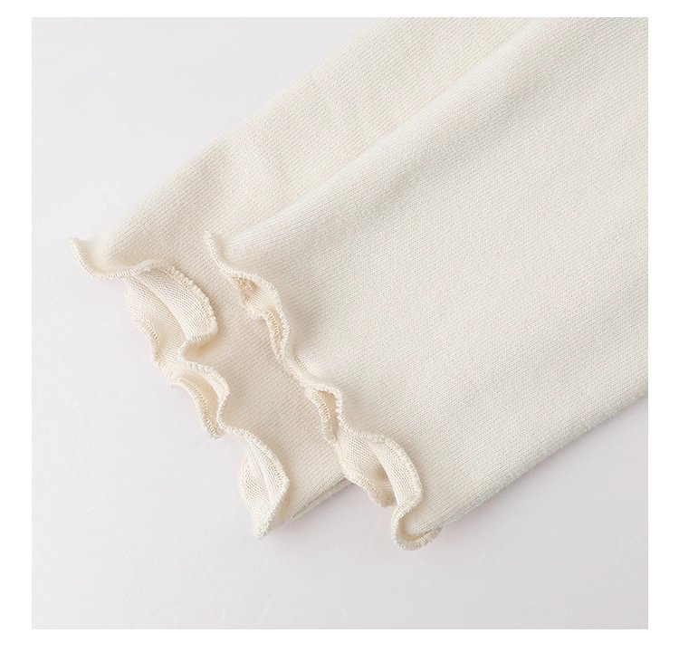 小眾花邊圓領長袖打底T恤女秋新款寬鬆純色上衣