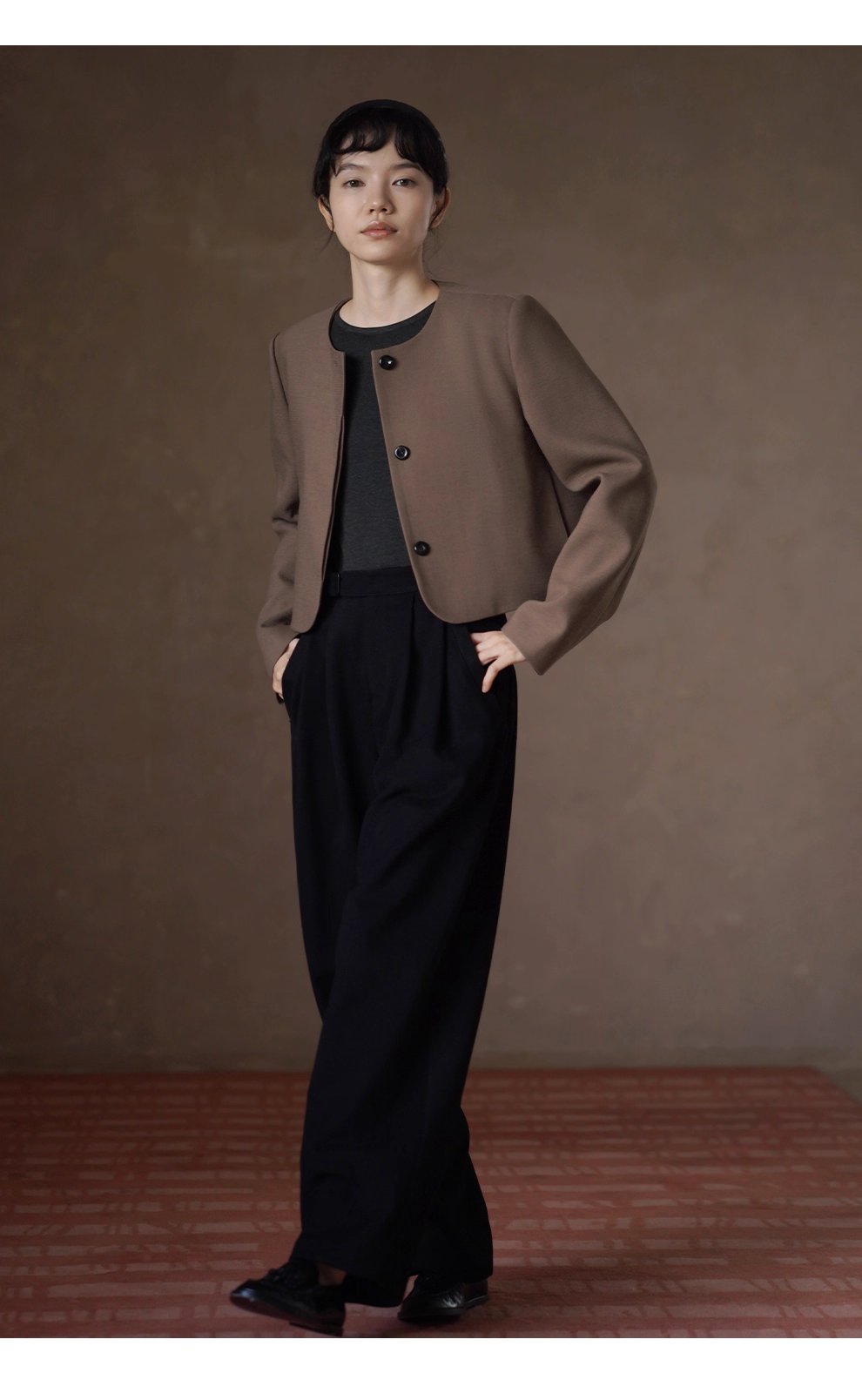 低調霧面紗卡品質長褲可調式褲袢高腰寬鬆顯瘦直筒褲女