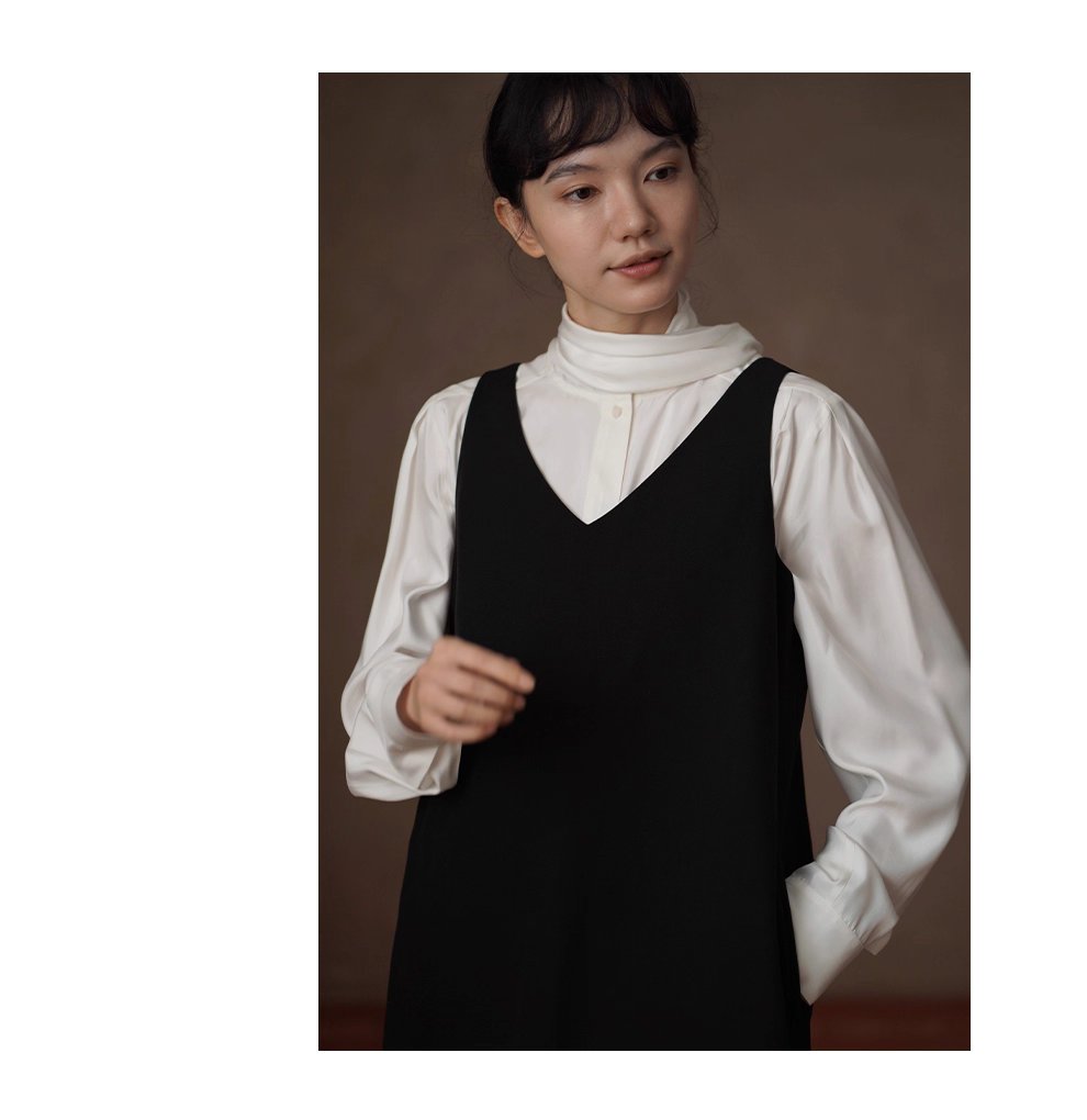 柔光緞面氣質絲滑垂軟襯衫溫柔飄帶設計寬鬆通勤上衣女