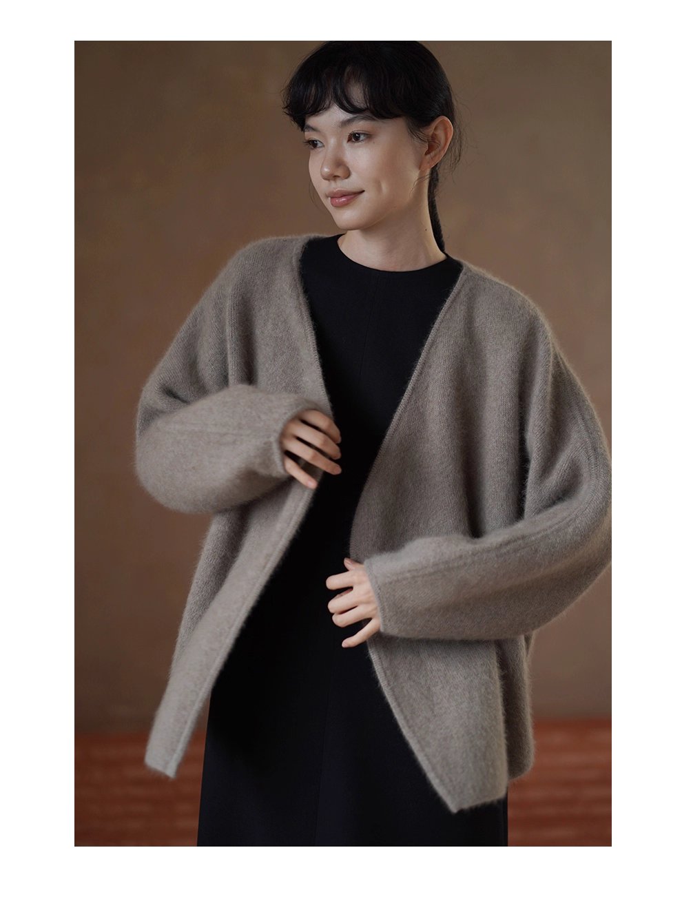 鬆弛代表外套長絨綿羊毛兔毛混紡寬鬆顯瘦簡約通勤開襟衫