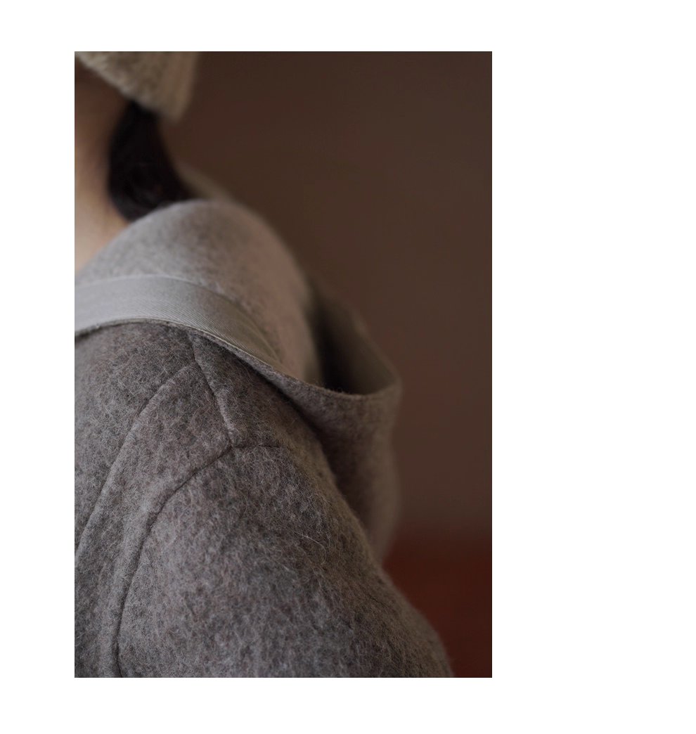 書香學院風外套澳洲進口羊毛駝絨連帽牛角扣短款雙面呢