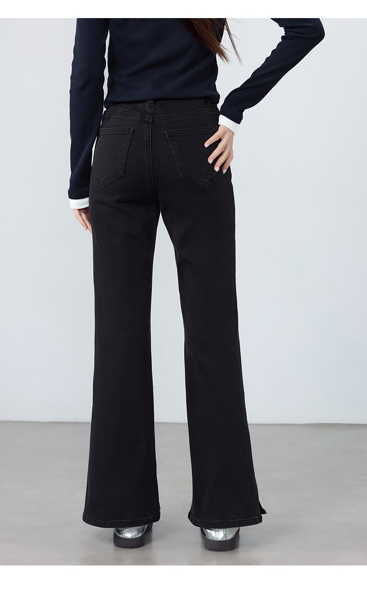 開叉黑色微喇褲牛仔褲顯瘦褲子,開叉黑色微喇褲牛仔褲顯瘦褲子,HBEW3993,開叉黑色微喇褲牛仔褲顯瘦褲子,修身顯瘦,基本百搭